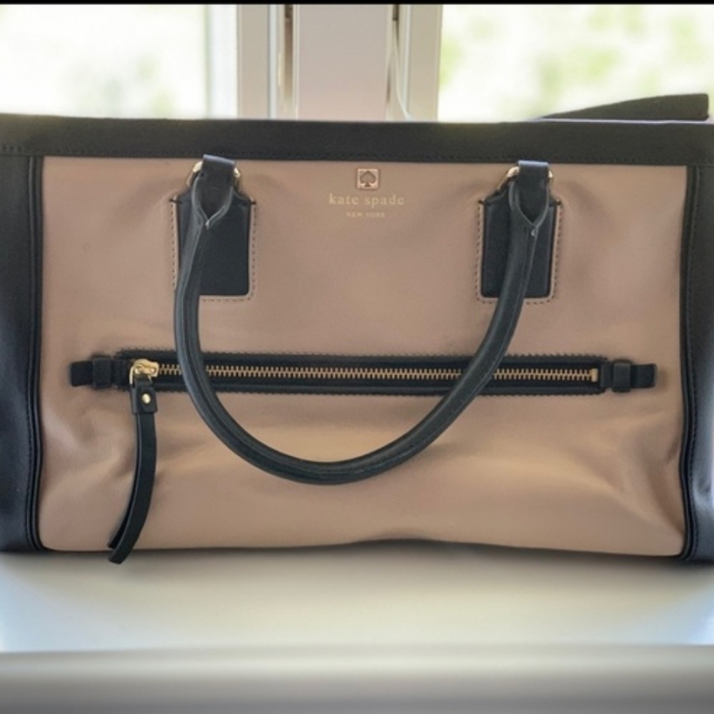 Kate Spade Large Pebble Hudson Street Kellan Soft Leather Crossbody Tan Blk